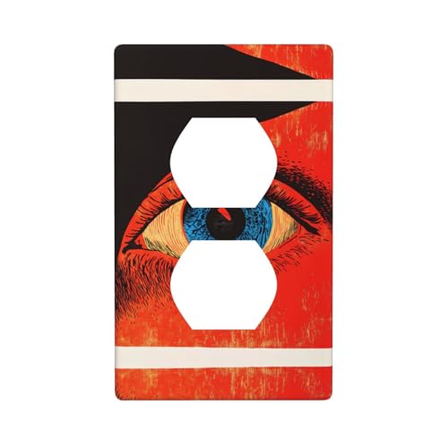 WZYWHJ Dekorative Wandplatte mit Doppelsteckdose, einfach zu installieren, ideal für Wohn- und Geschäftsbereiche, 11,4 x 7,9 cm, abstraktes Augenmuster von WZYWHJ