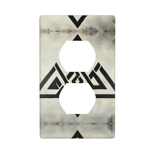 WZYWHJ Dekorative Wandplatte mit Doppelsteckdose, einfach zu installieren, ideal für Wohn- und Geschäftsbereiche, 11,4 x 7,9 cm, einzigartiges Kegelsymbol-Muster von WZYWHJ