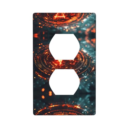 WZYWHJ Dekorative Wandplatte mit Doppelsteckdose, einfach zu installieren, ideal für Wohn- und Geschäftsbereiche, 11,4 x 7,9 cm, mysteriöse Symbole von WZYWHJ