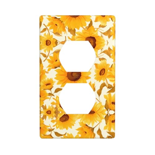 WZYWHJ Dekorative Wandplatte mit Doppelsteckdose, einfach zu installieren, ideal für Wohn- und Geschäftsbereiche, 11,4 x 7,9 cm, orangefarbenes Sonnenblumenmuster WZYWHJ Dekorative Wandplatte mit Doppelsteckdose, einfach zu installieren, ideal für Wohn- und Geschäftsbereiche, 11,4 x 7,9 cm, orangefarbenes Sonnenblumenmuster von WZYWHJ