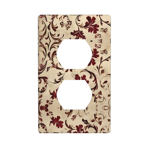 WZYWHJ Dekorative Wandplatte mit Doppelsteckdose, einfach zu installieren, ideal für Wohn- und Geschäftsbereiche, 11,4 x 7,9 cm, rote Blumen von WZYWHJ