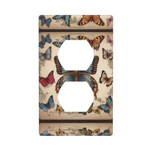 WZYWHJ Dekorative Wandplatte mit Doppelsteckdose, einfach zu installieren, ideal für Wohn- und Geschäftsbereiche, 11,4 x 7,9 cm, viktorianisches Schmetterlingsmuster WZYWHJ Dekorative Wandplatte mit Doppelsteckdose, einfach zu installieren, ideal für Wohn- und Geschäftsbereiche, 11,4 x 7,9 cm, viktorianisches Schmetterlingsmuster von WZYWHJ
