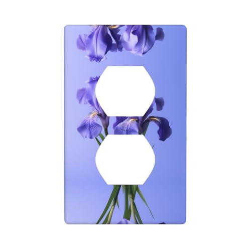 WZYWHJ Dekorative Wandplatte mit Doppelsteckdose, einfach zu installieren, ideal für Wohn- und Geschäftsbereiche, 11,4 x 7,9 cm, violettes Blumenmuster von WZYWHJ