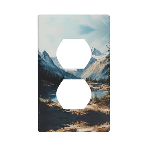 WZYWHJ Dekorative Wandplatte mit Doppelsteckdose, einfach zu installieren, ideal für Wohn- und Gewerbebereiche, 11,4 x 7,9 cm, Alpine Line Prints von WZYWHJ