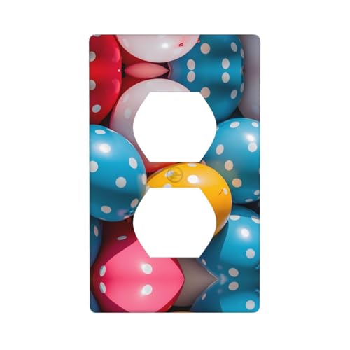 WZYWHJ Dekorative Wandplatte mit Doppelsteckdose, einfach zu installieren, ideal für Wohn- und Gewerbebereiche, 11,4 x 7,9 cm, Ballon-Hintergrund, Wellenmuster von WZYWHJ