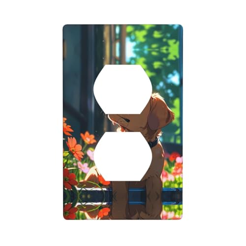 WZYWHJ Dekorative Wandplatte mit Doppelsteckdose, einfach zu installieren, ideal für Wohn- und Gewerbebereiche, 11,4 x 7,9 cm, Blumen- und Welpenmuster WZYWHJ Dekorative Wandplatte mit Doppelsteckdose, einfach zu installieren, ideal für Wohn- und Gewerbebereiche, 11,4 x 7,9 cm, Blumen- und Welpenmuster von WZYWHJ