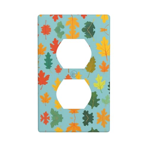 WZYWHJ Dekorative Wandplatte mit Doppelsteckdose, einfach zu installieren, ideal für Wohn- und Gewerbebereiche, 11,4 x 7,9 cm, Eichenblattmuster von WZYWHJ