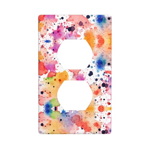 WZYWHJ Dekorative Wandplatte mit Doppelsteckdose, einfach zu installieren, ideal für Wohn- und Gewerbebereiche, 11,4 x 7,9 cm, Flecken von Aquarellfarbspritzern von WZYWHJ