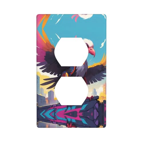 WZYWHJ Dekorative Wandplatte mit Doppelsteckdose, einfach zu installieren, ideal für Wohn- und Gewerbebereiche, 11,4 x 7,9 cm, Graffiti-Geier-Drucke von WZYWHJ