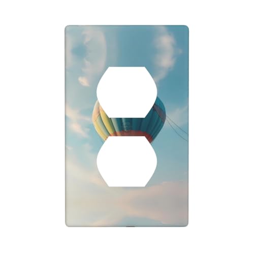 WZYWHJ Dekorative Wandplatte mit Doppelsteckdose, einfach zu installieren, ideal für Wohn- und Gewerbebereiche, 11,4 x 7,9 cm, Heißluftballon fliegt hoch von WZYWHJ