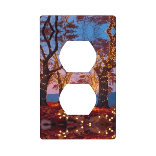 WZYWHJ Dekorative Wandplatte mit Doppelsteckdose, einfach zu installieren, ideal für Wohn- und Gewerbebereiche, 11,4 x 7,9 cm, Herbst-Ahornbaum-Muster von WZYWHJ