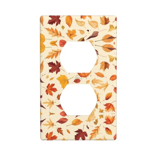 WZYWHJ Dekorative Wandplatte mit Doppelsteckdose, einfach zu installieren, ideal für Wohn- und Gewerbebereiche, 11,4 x 7,9 cm, Herbstwind und fallende Blätter von WZYWHJ