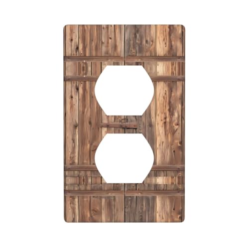 WZYWHJ Dekorative Wandplatte mit Doppelsteckdose, einfach zu installieren, ideal für Wohn- und Gewerbebereiche, 11,4 x 7,9 cm, Holztürmuster von WZYWHJ
