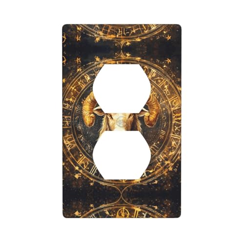 WZYWHJ Dekorative Wandplatte mit Doppelsteckdose, einfach zu installieren, ideal für Wohn- und Gewerbebereiche, 11,4 x 7,9 cm, Horoskop-Drucke von WZYWHJ