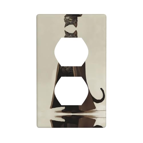 WZYWHJ Dekorative Wandplatte mit Doppelsteckdose, einfach zu installieren, ideal für Wohn- und Gewerbebereiche, 11,4 x 7,9 cm, Katzenmuster von WZYWHJ