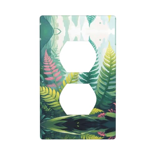 WZYWHJ Dekorative Wandplatte mit Doppelsteckdose, einfach zu installieren, ideal für Wohn- und Gewerbebereiche, 11,4 x 7,9 cm, Kristall-Farn-Drucke von WZYWHJ