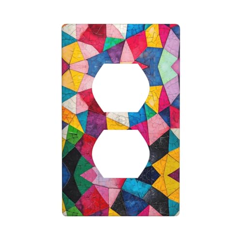 WZYWHJ Dekorative Wandplatte mit Doppelsteckdose, einfach zu installieren, ideal für Wohn- und Gewerbebereiche, 11,4 x 7,9 cm, Mosaikbild von WZYWHJ