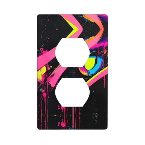 WZYWHJ Dekorative Wandplatte mit Doppelsteckdose, einfach zu installieren, ideal für Wohn- und Gewerbebereiche, 11,4 x 7,9 cm, Neonfarbdrucke von WZYWHJ