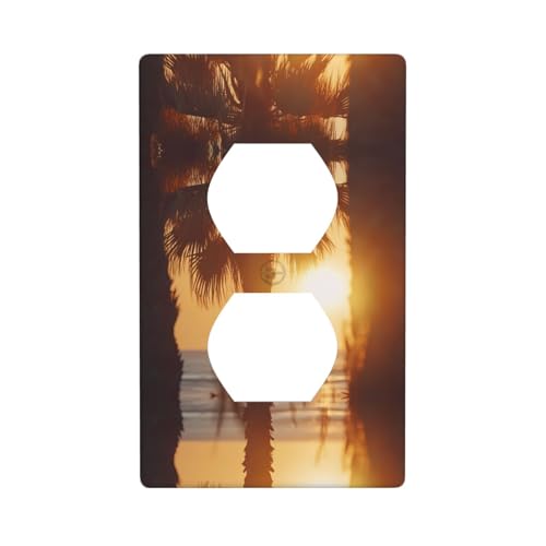 WZYWHJ Dekorative Wandplatte mit Doppelsteckdose, einfach zu installieren, ideal für Wohn- und Gewerbebereiche, 11,4 x 7,9 cm, Palmen bei Sonnenuntergang WZYWHJ Dekorative Wandplatte mit Doppelsteckdose, einfach zu installieren, ideal für Wohn- und Gewerbebereiche, 11,4 x 7,9 cm, Palmen bei Sonnenuntergang von WZYWHJ