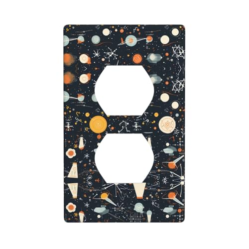WZYWHJ Dekorative Wandplatte mit Doppelsteckdose, einfach zu installieren, ideal für Wohn- und Gewerbebereiche, 11,4 x 7,9 cm, Physik-Druckmuster von WZYWHJ