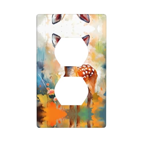 WZYWHJ Dekorative Wandplatte mit Doppelsteckdose, einfach zu installieren, ideal für Wohn- und Gewerbebereiche, 11,4 x 7,9 cm, Sika-Hirschbild WZYWHJ Dekorative Wandplatte mit Doppelsteckdose, einfach zu installieren, ideal für Wohn- und Gewerbebereiche, 11,4 x 7,9 cm, Sika-Hirschbild von WZYWHJ