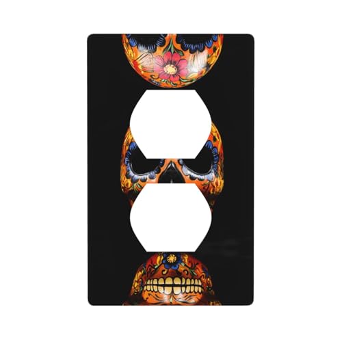 WZYWHJ Dekorative Wandplatte mit Doppelsteckdose, einfach zu installieren, ideal für Wohn- und Gewerbebereiche, 11,4 x 7,9 cm, Tagesmaskenmuster von WZYWHJ