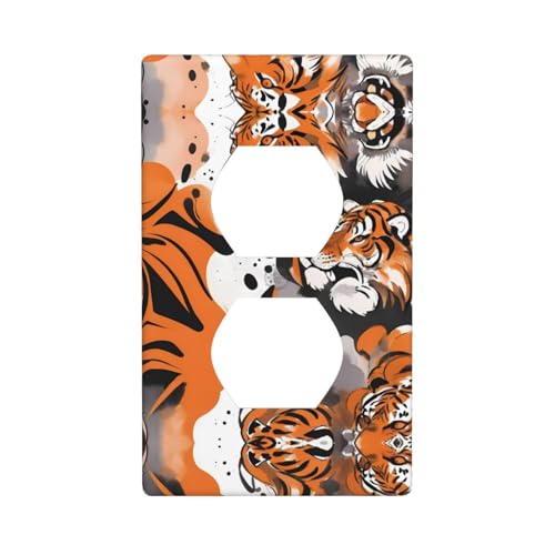 WZYWHJ Dekorative Wandplatte mit Doppelsteckdose, einfach zu installieren, ideal für Wohn- und Gewerbebereiche, 11,4 x 7,9 cm, Tintentiger-Drucke WZYWHJ Dekorative Wandplatte mit Doppelsteckdose, einfach zu installieren, ideal für Wohn- und Gewerbebereiche, 11,4 x 7,9 cm, Tintentiger-Drucke von WZYWHJ