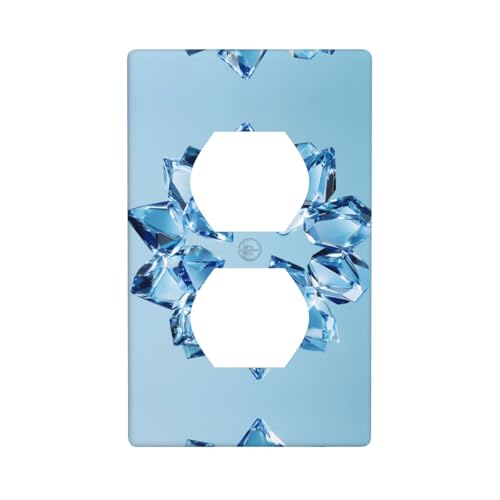 WZYWHJ Dekorative Wandplatte mit Doppelsteckdose, einfach zu installieren, ideal für Wohn- und Gewerbebereiche, 11,4 x 7,9 cm, blaues Edelsteinmuster von WZYWHJ
