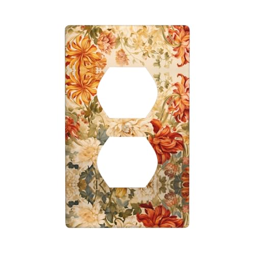 WZYWHJ Dekorative Wandplatte mit Doppelsteckdose, einfach zu installieren, ideal für Wohn- und Gewerbebereiche, 11,4 x 7,9 cm, blühendes Blumenmuster von WZYWHJ