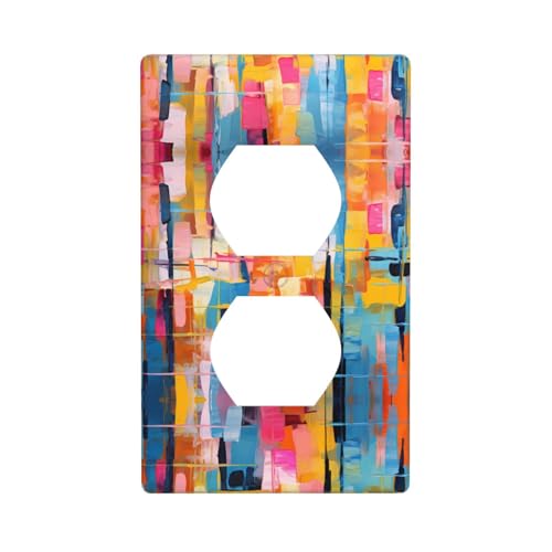 WZYWHJ Dekorative Wandplatte mit Doppelsteckdose, einfach zu installieren, ideal für Wohn- und Gewerbebereiche, 11,4 x 7,9 cm, buntes Muster von WZYWHJ