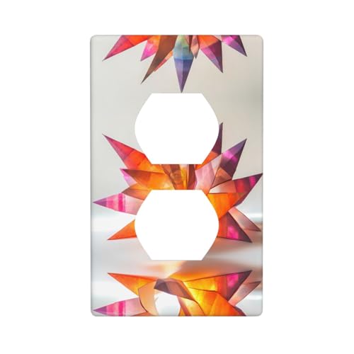 WZYWHJ Dekorative Wandplatte mit Doppelsteckdose, einfach zu installieren, ideal für Wohn- und Gewerbebereiche, 11,4 x 7,9 cm, buntes Papierschnittmuster WZYWHJ Dekorative Wandplatte mit Doppelsteckdose, einfach zu installieren, ideal für Wohn- und Gewerbebereiche, 11,4 x 7,9 cm, buntes Papierschnittmuster von WZYWHJ