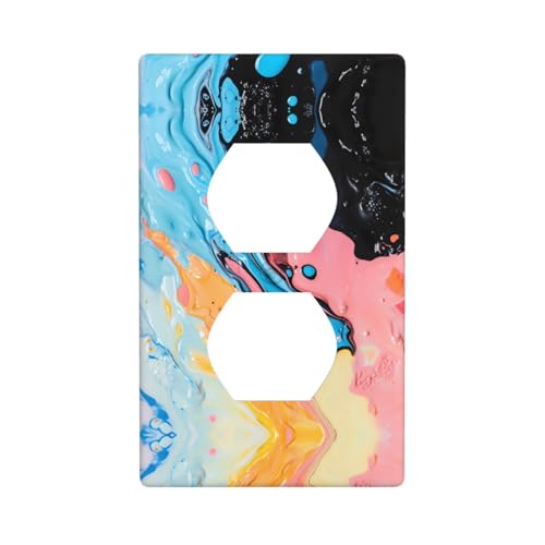 WZYWHJ Dekorative Wandplatte mit Doppelsteckdose, einfach zu installieren, ideal für Wohn- und Gewerbebereiche, 11,4 x 7,9 cm, chaotische Flüssigdrucke von WZYWHJ