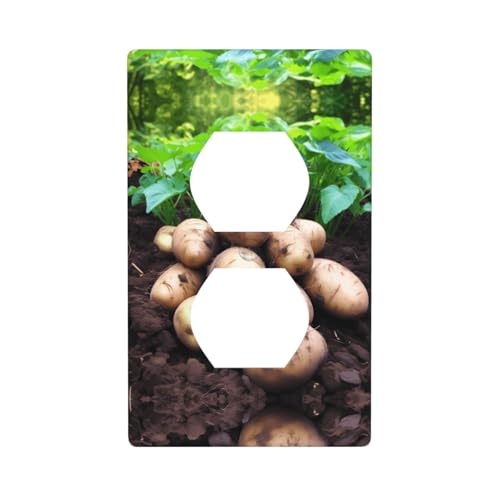WZYWHJ Dekorative Wandplatte mit Doppelsteckdose, einfach zu installieren, ideal für Wohn- und Gewerbebereiche, 11,4 x 7,9 cm, frisches Kartoffelmuster von WZYWHJ
