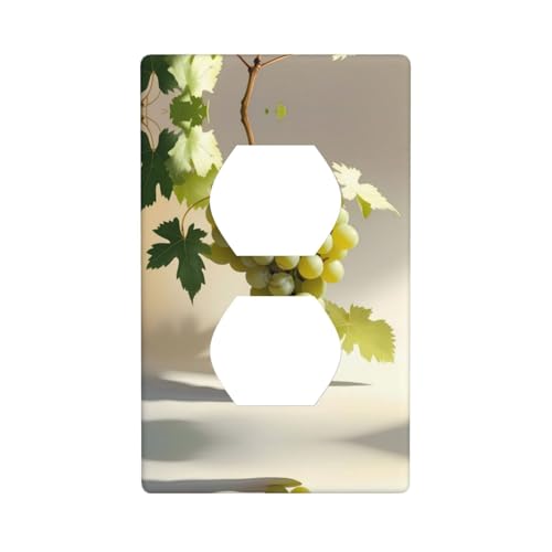 WZYWHJ Dekorative Wandplatte mit Doppelsteckdose, einfach zu installieren, ideal für Wohn- und Gewerbebereiche, 11,4 x 7,9 cm, grüne Trauben von WZYWHJ