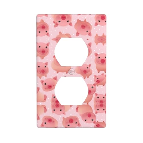 WZYWHJ Dekorative Wandplatte mit Doppelsteckdose, einfach zu installieren, ideal für Wohn- und Gewerbebereiche, 11,4 x 7,9 cm, kleines rosa Schweinemuster von WZYWHJ