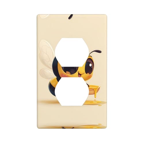 WZYWHJ Dekorative Wandplatte mit Doppelsteckdose, einfach zu installieren, ideal für Wohn- und Gewerbebereiche, 11,4 x 7,9 cm, niedliches Bienenmuster WZYWHJ Dekorative Wandplatte mit Doppelsteckdose, einfach zu installieren, ideal für Wohn- und Gewerbebereiche, 11,4 x 7,9 cm, niedliches Bienenmuster von WZYWHJ