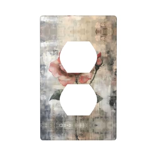 WZYWHJ Dekorative Wandplatte mit Doppelsteckdose, einfach zu installieren, ideal für Wohn- und Gewerbebereiche, 11,4 x 7,9 cm, rosa Rosen in Blüte von WZYWHJ