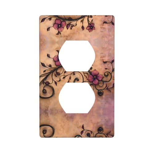 WZYWHJ Dekorative Wandplatte mit Doppelsteckdose, einfach zu installieren, ideal für Wohn- und Gewerbebereiche, 11,4 x 7,9 cm, rote Reben WZYWHJ Dekorative Wandplatte mit Doppelsteckdose, einfach zu installieren, ideal für Wohn- und Gewerbebereiche, 11,4 x 7,9 cm, rote Reben von WZYWHJ