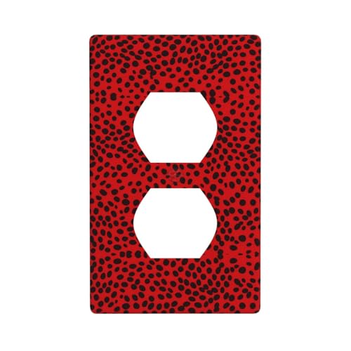 WZYWHJ Dekorative Wandplatte mit Doppelsteckdose, einfach zu installieren, ideal für Wohn- und Gewerbebereiche, 11,4 x 7,9 cm, rotes Leopardenmuster von WZYWHJ