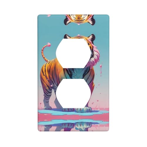 WZYWHJ Dekorative Wandplatte mit Doppelsteckdose, einfach zu installieren, ideal für Wohn- und Gewerbebereiche, 11,4 x 7,9 cm, schmelzende Tigerdrucke WZYWHJ Dekorative Wandplatte mit Doppelsteckdose, einfach zu installieren, ideal für Wohn- und Gewerbebereiche, 11,4 x 7,9 cm, schmelzende Tigerdrucke von WZYWHJ