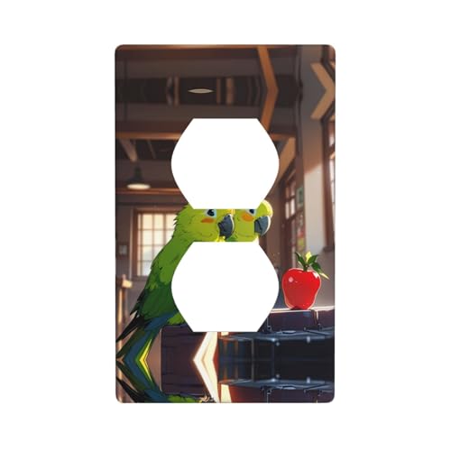 WZYWHJ Dekorative Wandplatte mit Doppelsteckdose, einfach zu installieren, ideal für Wohn- und Gewerbebereiche, 11,4 x 7,9 cm, schöne Papageien-Drucke WZYWHJ Dekorative Wandplatte mit Doppelsteckdose, einfach zu installieren, ideal für Wohn- und Gewerbebereiche, 11,4 x 7,9 cm, schöne Papageien-Drucke von WZYWHJ