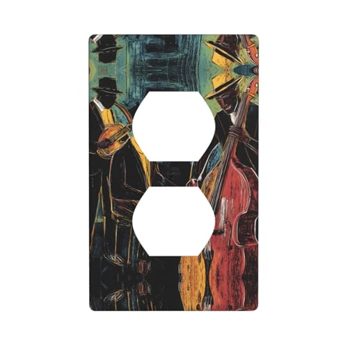 WZYWHJ Dekorative Wandplatte mit Doppelsteckdose, einfach zu installieren, ideal für Wohn- und Gewerbebereiche, 11,4 x 7,9 cm, schönes Jazz-Muster von WZYWHJ