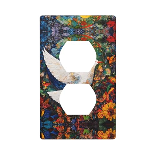 WZYWHJ Dekorative Wandplatte mit Doppelsteckdose, einfach zu installieren, ideal für Wohn- und Gewerbebereiche, 11,4 x 7,9 cm, schönes Taubenmuster von WZYWHJ