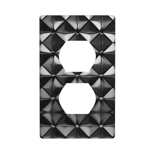 WZYWHJ Dekorative Wandplatte mit Doppelsteckdose, einfach zu installieren, ideal für Wohn- und Gewerbebereiche, 11,4 x 7,9 cm, schwarz-weißes Ledermuster von WZYWHJ