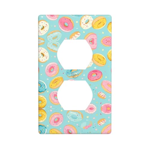 WZYWHJ Dekorative Wandplatte mit Doppelsteckdose, einfach zu installieren, ideal für Wohn- und Gewerbebereiche, 11,4 x 7,9 cm Donut-Muster von WZYWHJ