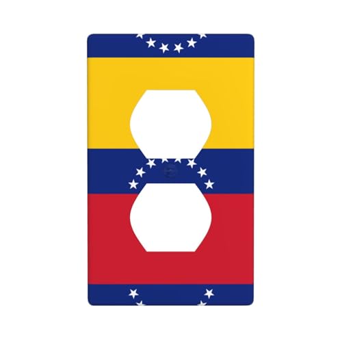 WZYWHJ Dekorative Wandplatte mit Doppelsteckdose, einfach zu installieren, ideal für Wohn- und Gewerbegebiete, 11,4 x 7,9 cm, Flagge von Venezuela von WZYWHJ