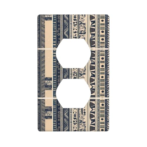 WZYWHJ Dekorative Wandplatte mit Doppelsteckdose, einfach zu installieren, ideal für Wohn- und Gewerbegebiete, 11,4 x 7,9 cm, Muster afrikanische Völker von WZYWHJ