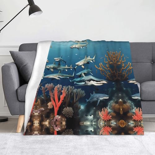 WZYWHJ Die Flanelldecken mit Haifischmuster sind super weich, warm und leicht, geeignet für Sofas und Betten von WZYWHJ