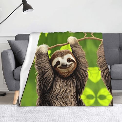 WZYWHJ Die Flanelldecken mit niedlichem Faultiermuster sind super weich, warm und leicht, geeignet für Sofas und Betten von WZYWHJ