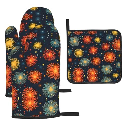 WZYWHJ Explosion Feuerwerk Muster Ofenhandschuhe und Topflappen 3-teiliges Set verdickter langer Küchenhandschuh WZYWHJ Explosion Feuerwerk Muster Ofenhandschuhe und Topflappen 3-teiliges Set verdickter langer Küchenhandschuh von WZYWHJ